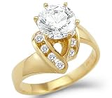 Solid 14k Yellow Gold Solitaire CZ Cubic Zirconia Engagement Ring Unique New Round Cut 2.0 ct 410QkIzQACL. SL160 Solid 14k Yellow Gold Solitaire CZ Cubic Zirconia Engagement Ring Unique New Round Cut 2.0 ct