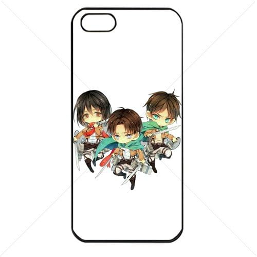 Shingeki no Kyojin Attack on Titan Manga Anime Comic Levi Mikasa Eren Apple iPhone 5 5S TPU Soft Black or White case (Black)