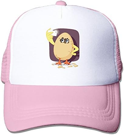 Cartoon Of Funny Chicken Breaking Out Of The Egg Pink Adjustable Snapback Mesh Hat Unisex