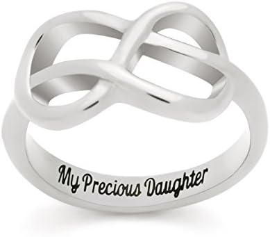 Infinity Ring for Daughter, Promise Ring, Double Infinity Ring Engraved with - My Precious Daughter, Best Gift for Daughter, Ring Size 6 to 9