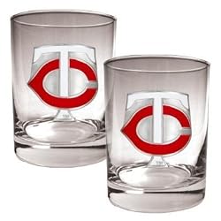 Minnesota Twins 2pc Rocks Glass Set - Primary Logo MLB Baseball