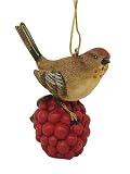 3.25 Decorative Bird on Raspberry Christmas Ornament #D2810