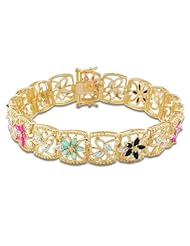 18k Gold Over Sterling Silver Multi-Gemstone Indian Garden Bracelet