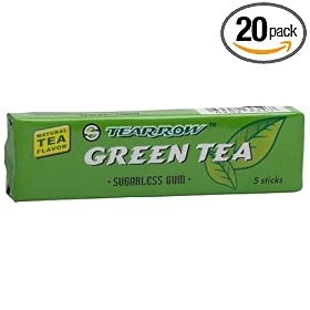 Tearrow Green Tea Chewing Gum, 0.53-Ounce Packs (Pack of 20)