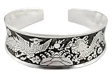 Tibetan Silver Dragon and Phoenix Bracelet