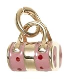 14k Yellow Gold Pink Enamel Purse Charm
