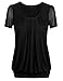Laksmi Women's Short Sleeve Scoop Pleated Front Blouse Top