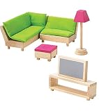 Imagine My Place Wood Dollhouse Furniture and Miniatures, in Family Room