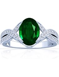 Platinum Oval Cut Emerald Fana Designer Ring (GIA Certificate)