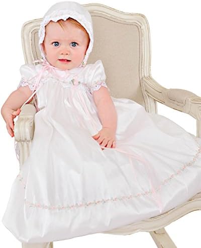 Tess Newborn Silk Christening Baptism Blessing Gown for Girls, Made in USA