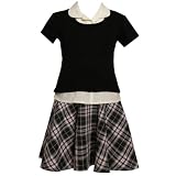 Size-18.5 BNJ-8153B PINK BLACK WHITE METALLIC PLAID MOCK-LAYERED DROP WAIST School Girl Dress,B88153 Bonnie Jean Girl PLUS Size-18.5 BNJ-8153B PINK BLACK WHITE METALLIC PLAID MOCK-LAYERED DROP WAIST School Girl Dress,B88153 Bonnie Jean Girl PLUS