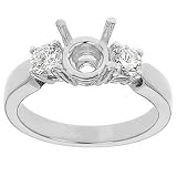 18k White Gold with Platinum Prong Head Engagement Setting with Round Diamond Accents (G-H/VS, 1/2 ct. tw.)