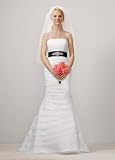 David's Bridal Wedding Dress: Two-In-One Layered Organza Fit-and-Flare Gown Style KP3135