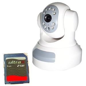Internet Protocol IP Security Network Pan/Tilt Internet Camera IR Night Vision Video Audio Color digital Surveillance network Camera w/ 2GB SD Card and a USB 2.0 SD Card reader ( non-wireless )