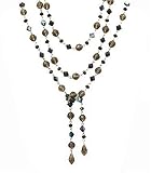 Necklace - N310 - Lariat Style - Glass Beads ~ Jet AB - 60