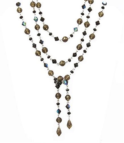 Necklace - N310 - Lariat Style - Glass Beads ~ Jet AB - 60