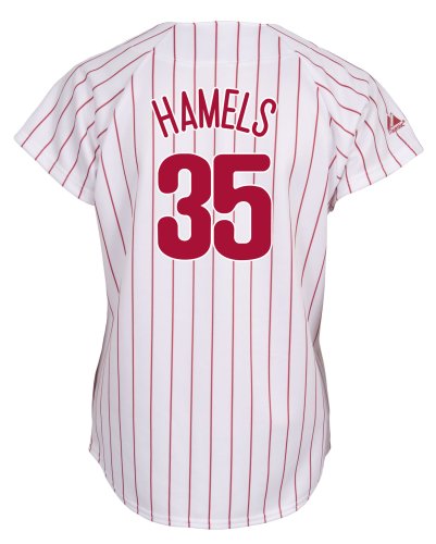 MLB Cole Hamels Philadelphia Phillies Women's White/Scarlet Fashion Replica Jersey (Small)