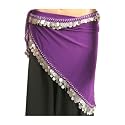 Hip Scarf, Silver Color Fringe, Purple