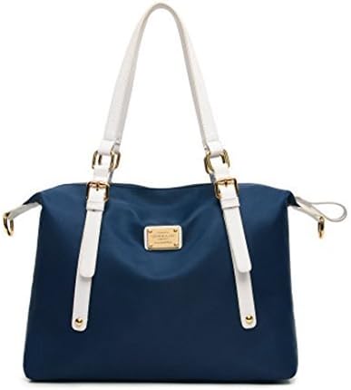 Holly Store Women Waterproof Nylon Tote Handbag Shoulder Bag Dark Blue