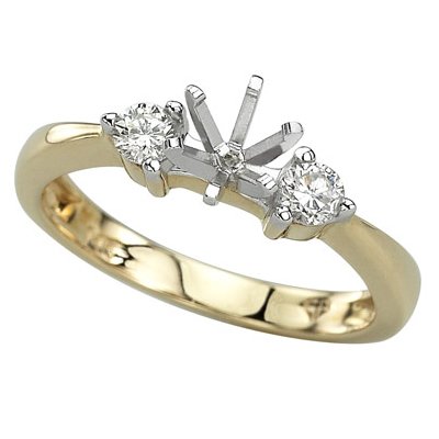 14K Yellow Gold Prong Set Round Diamond Semi Mount Engagement Ring (0.25 ctw)