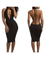 Sexy V-neck Polyester/Spandex Backless Summer Bodycon Dress/Club Dress/Party Dress 
