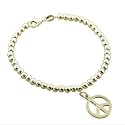 Sterling Silver Peace Charm Bead Bracelet