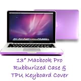 Purple Rubberized-see-through Macbook Pro Hard Case Skin (for 13 inches)-With TPU Transparent Protective Keyboard Cover