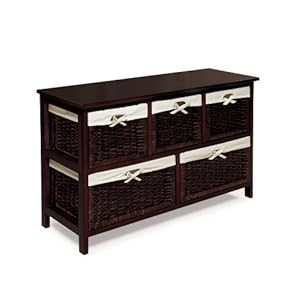 Badger Basket Five Basket Storage Unit with Wicker Baskets Espresso