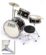 TKO 3-Piece Junior Children's/kids Drum Set with Seat - Black