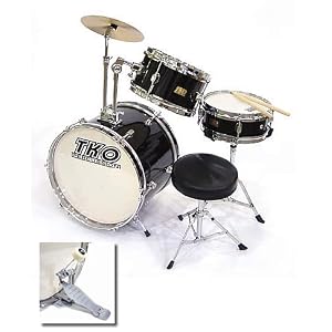 TKO 3-Piece Junior Children's kids Drum Set with Seat - Black by TKO