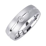 0.10ct Polished Solitary Diamond Wedding Ring in 14K White Gold (GH, VS)