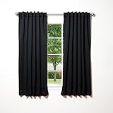 Best Home Fashion Thermal Insulated Blackout Curtains - Back Tab/ Rod Pocket - Black - 52"W x 63"L - No Tiebacks - (Set of 2 Panels)