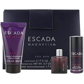 Escada Magnetism by Escada for Men 3 Piece Travel Set Includes: 0.17 oz Eau de Toilette Miniature Collectible + 1.7 oz Shower Breeze + 0.7 oz Deodorant Stick