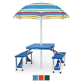Folding Picnic Table - table and umbrella sold separately (Blue) (26H x 58W x 34D (overall... from Folding Picnic Tables
