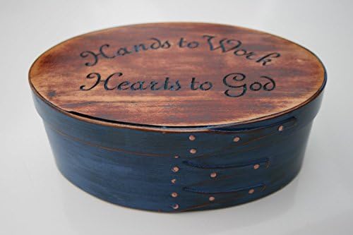 Medium Shaker Box with Traditional Shaker Sentiment Painted Federal Blue