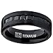 Men's Black Titanium Ring Wedding Engagement Band With 9 Large Princess Cut Channel Set Black CZ, 8mm Sizes 7-13