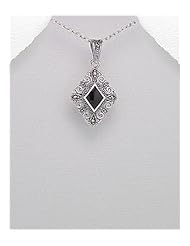 Marcasite Pendant Necklace In 92.5 Sterling Silver