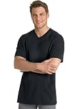 HanesComfort Soft Dyed V-Neck T Black and Grey S
