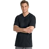 HanesComfort Soft Dyed V-Neck T Black and Grey S