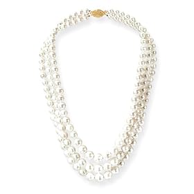14K Yellow Gold Freshwater Cultured Pearl Triple Strand Necklace