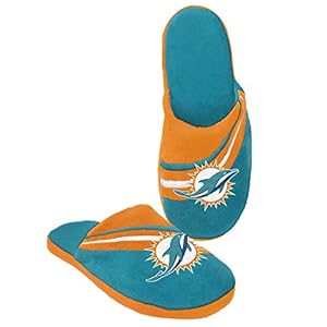 Miami Dolphins Men's 2013 Stripe Slippers - Teal/Orange (L (11-12))