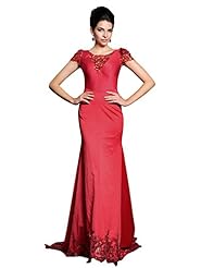 Mermaid Sequined Beaded Short Sleeves Satin Homecoming Dress/Prom Dress/Wedding Party Dress  with a Court Train 