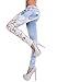 FanShou Light Blue Womens Denim Crochet Lace Skinny Legs Stretch Pencil Jeans