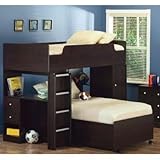 Twin Size Loft Bunk Bed with Desk in Cappuccino Finish Twin Size Loft Bunk Bed with Desk in Cappuccino Finish