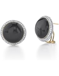 14k Yellow Gold 0.73 Ctw Diamond Agate Earring