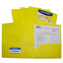 C-Line Two-Pocket Heavyweight Poly Portfolio, For Letter Size Papers, Includes Business Card Slot, 1 Case of 25 Portfolios, Yellow (33956)