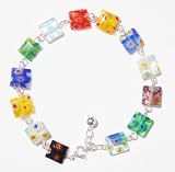 Marana Jewelry- Fiori Piccoli Collection- Small Square Colorful Flower Glass Beads Bracelet