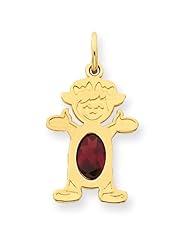 14k Yellow Gold Girl 7x5 Oval Genuine Garnet-Jan. Metal Wt- 0.87g