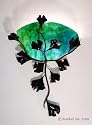 Scallop Sconce with Ginkgo Leaf Filligree, Fern