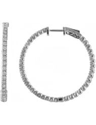 Birthstone Company 14K 1.52ct White Gold Diamond Secure Lock 35 mm Hoop Earrings